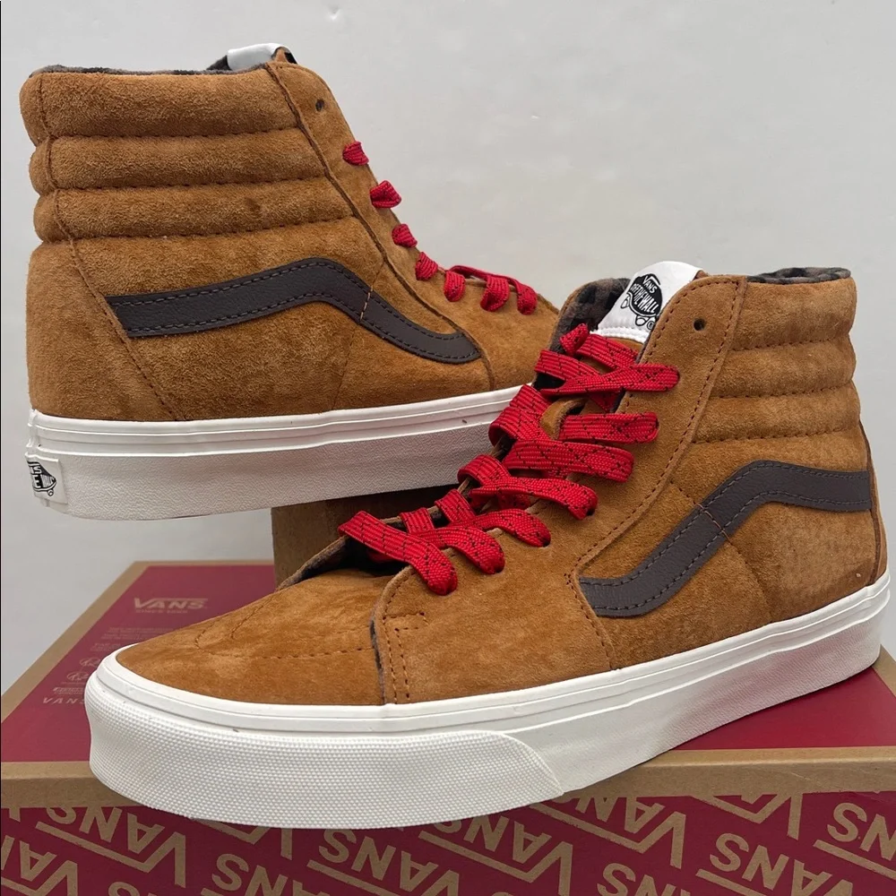 Vans Men’s Tan High-Top Sneakers Sk8-Hi
Pig Suede Plaid Glazed Glaze 
Sneakers - Picture 10 of 16